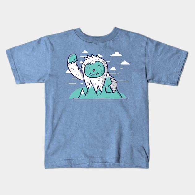 Cute and friendly yeti Kids T-Shirt by UniqueDesignsCo